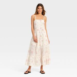 Women's Lace Maxi A-Line Dress - Universal Thread Cream Floral XL